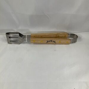 Jim Beam Wood Handle Stainless Steel Grill Tongs Barbecue Cooking Tool